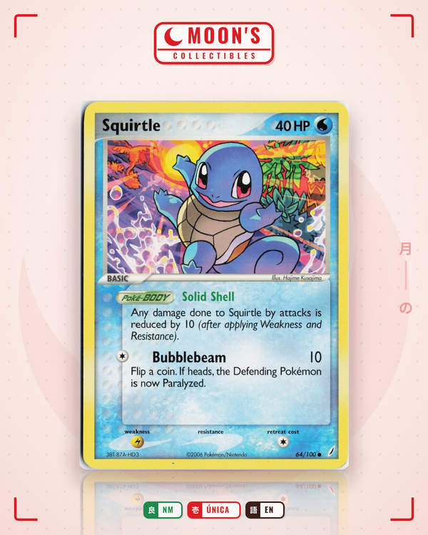 Carta Pokémon Squirtle · Crystal Guardians #64/100 (NM) — pieza única en Moon's Collectibles México