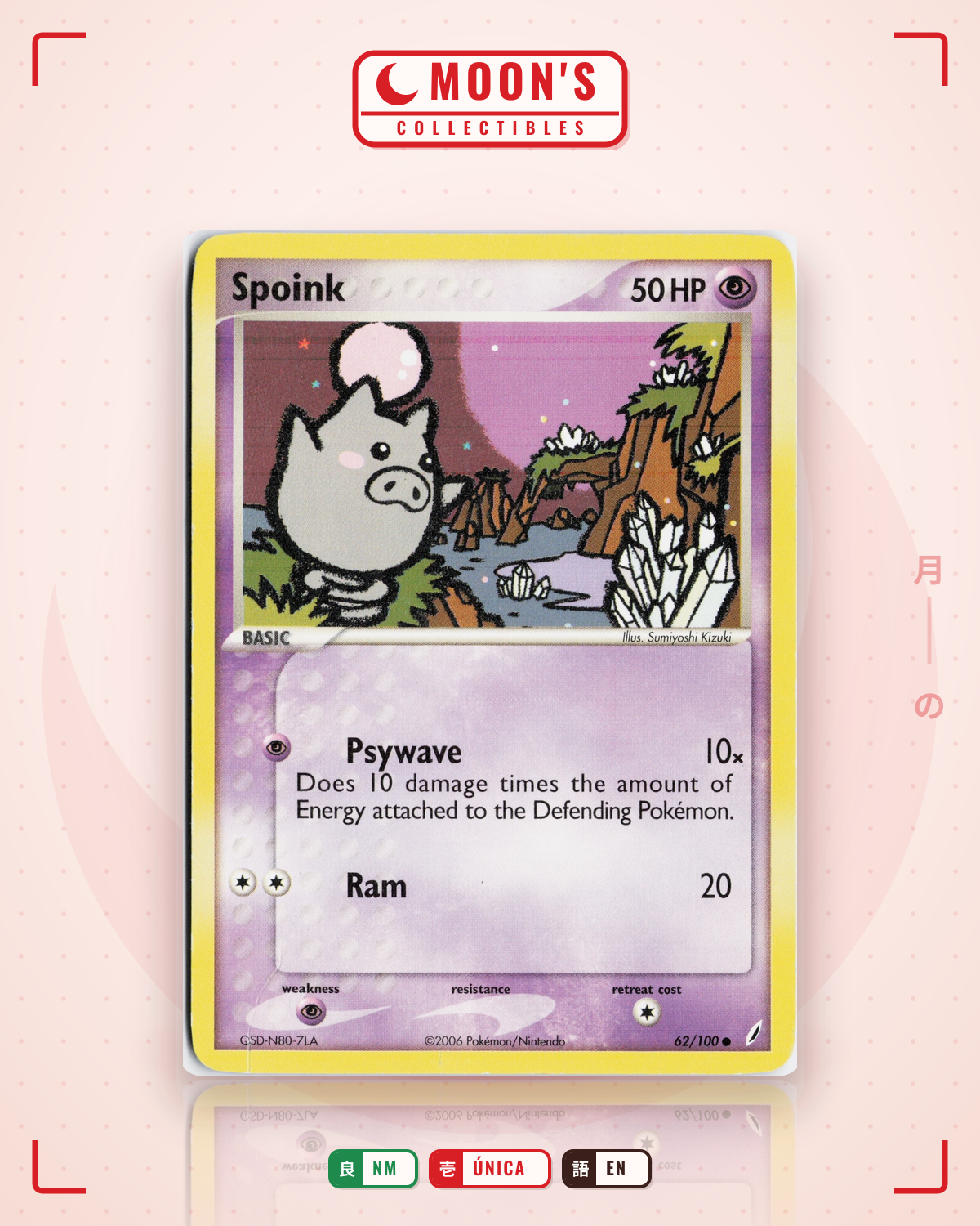 Carta Pokémon Spoink · Crystal Guardians #62/100 (NM) — pieza única en Moon's Collectibles México