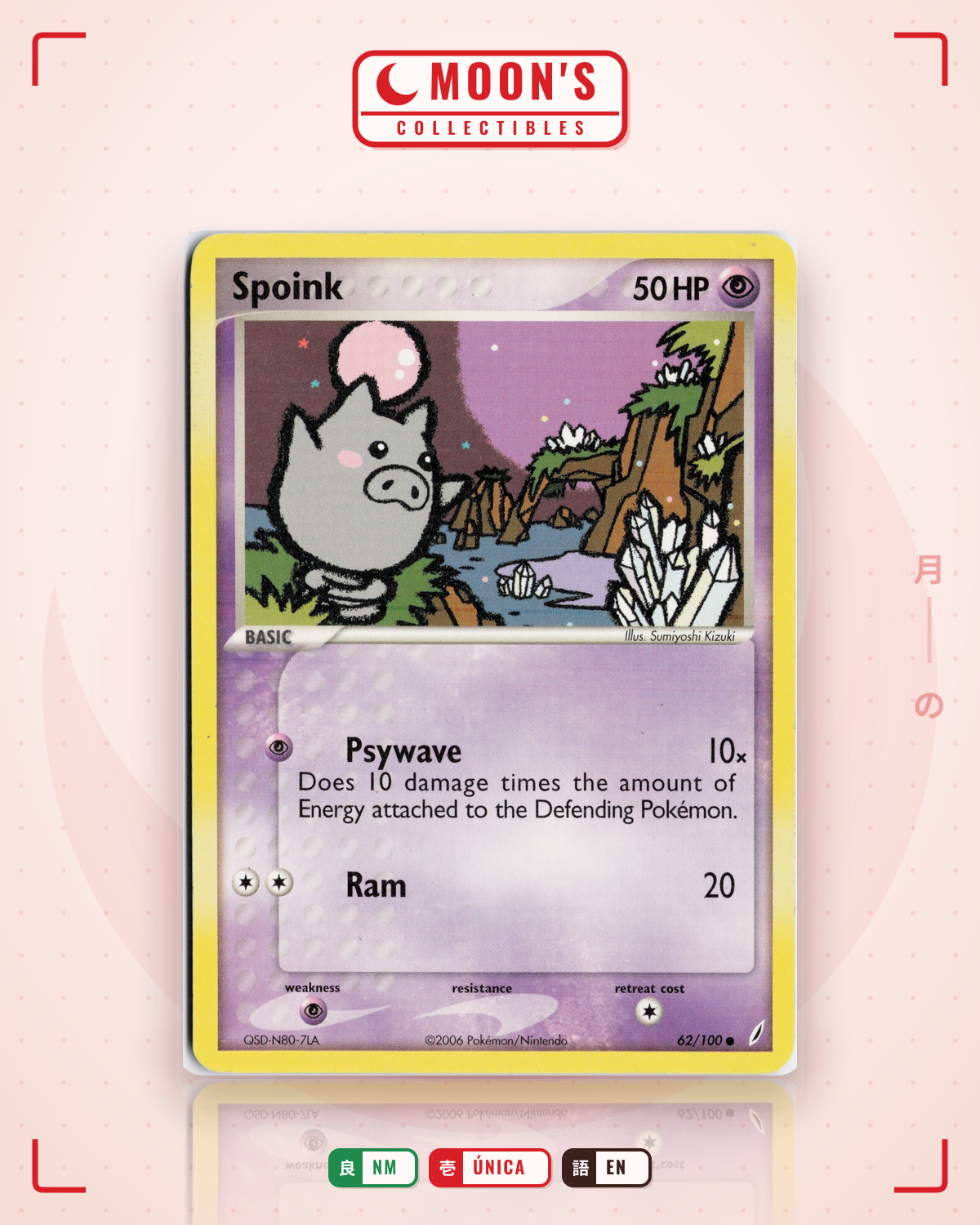 Carta Pokémon Spoink · Crystal Guardians #62/100 (NM) — pieza única en Moon's Collectibles México
