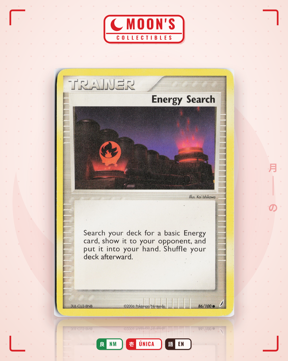 Carta Pokémon Energy Search · Crystal Guardians #86/100 (NM) — pieza única en Moon's Collectibles México
