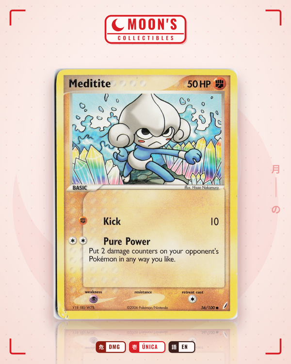 Carta Pokémon Meditite · Crystal Guardians #56/100 (DMG) — pieza única en Moon's Collectibles México
