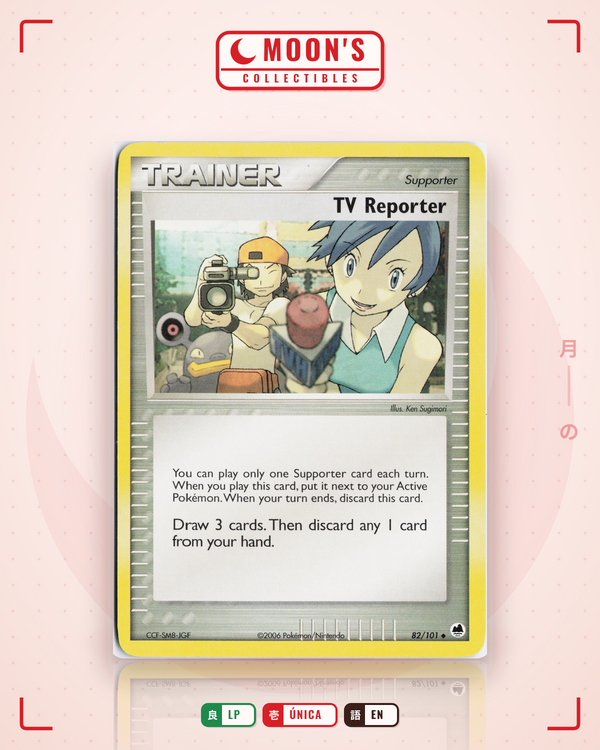 Carta Pokémon TV Reporter · Dragon Frontiers #82/101 (LP) — pieza única en Moon's Collectibles México