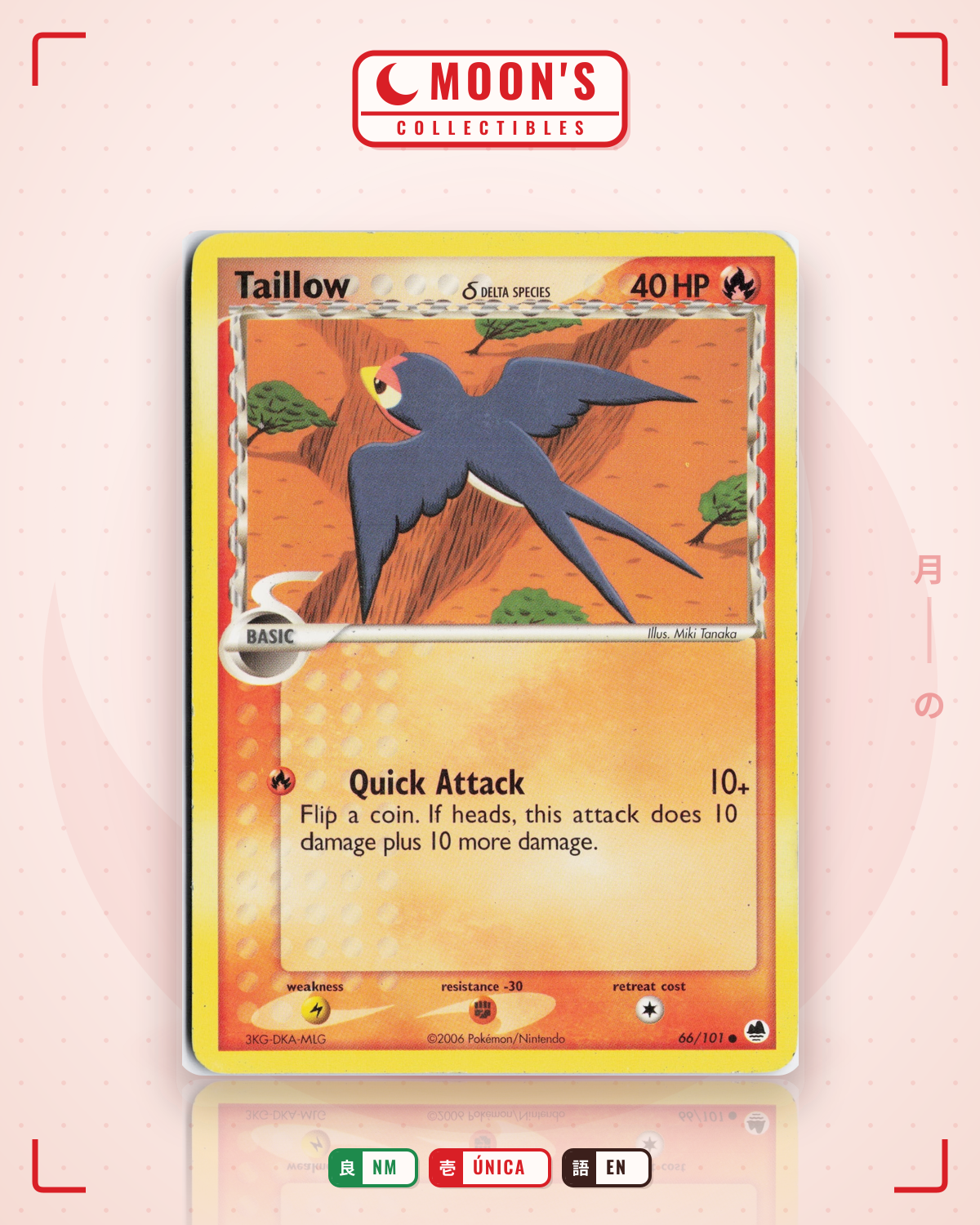 Carta Pokémon Taillow δ · Dragon Frontiers #66/101 (NM) — pieza única en Moon's Collectibles México