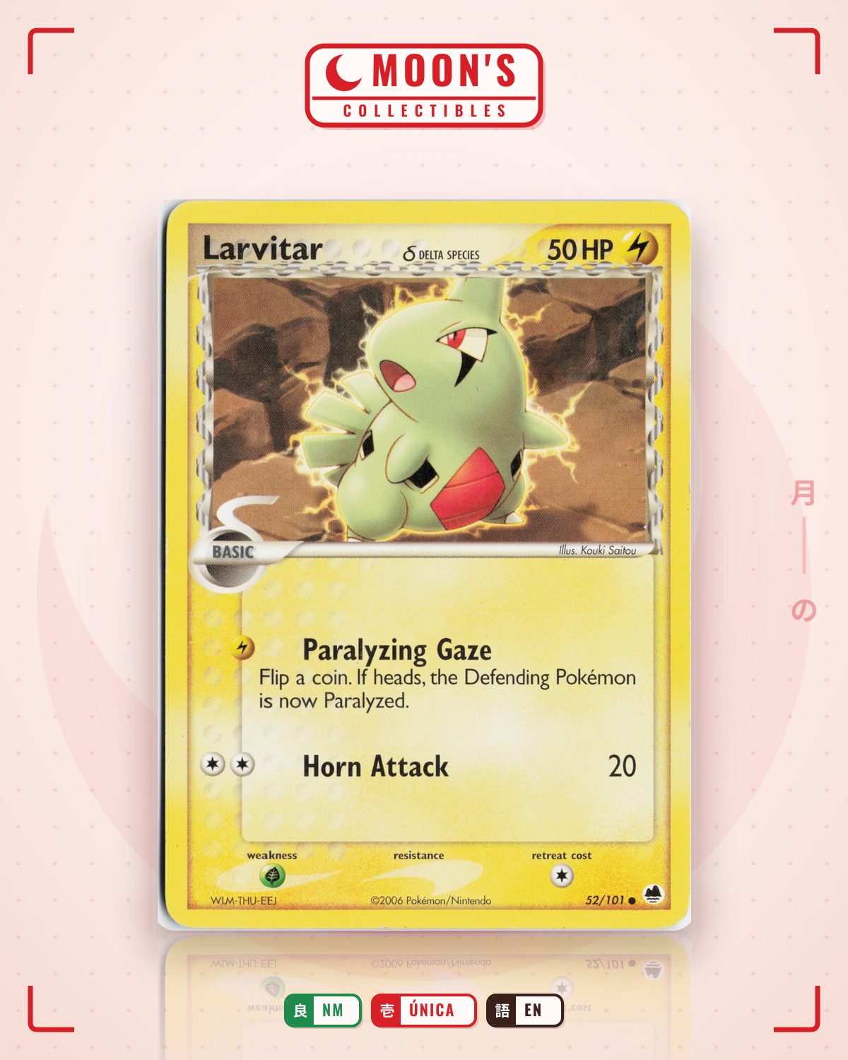 Carta Pokémon Larvitar δ · Dragon Frontiers #52/101 (NM) — pieza única en Moon's Collectibles México