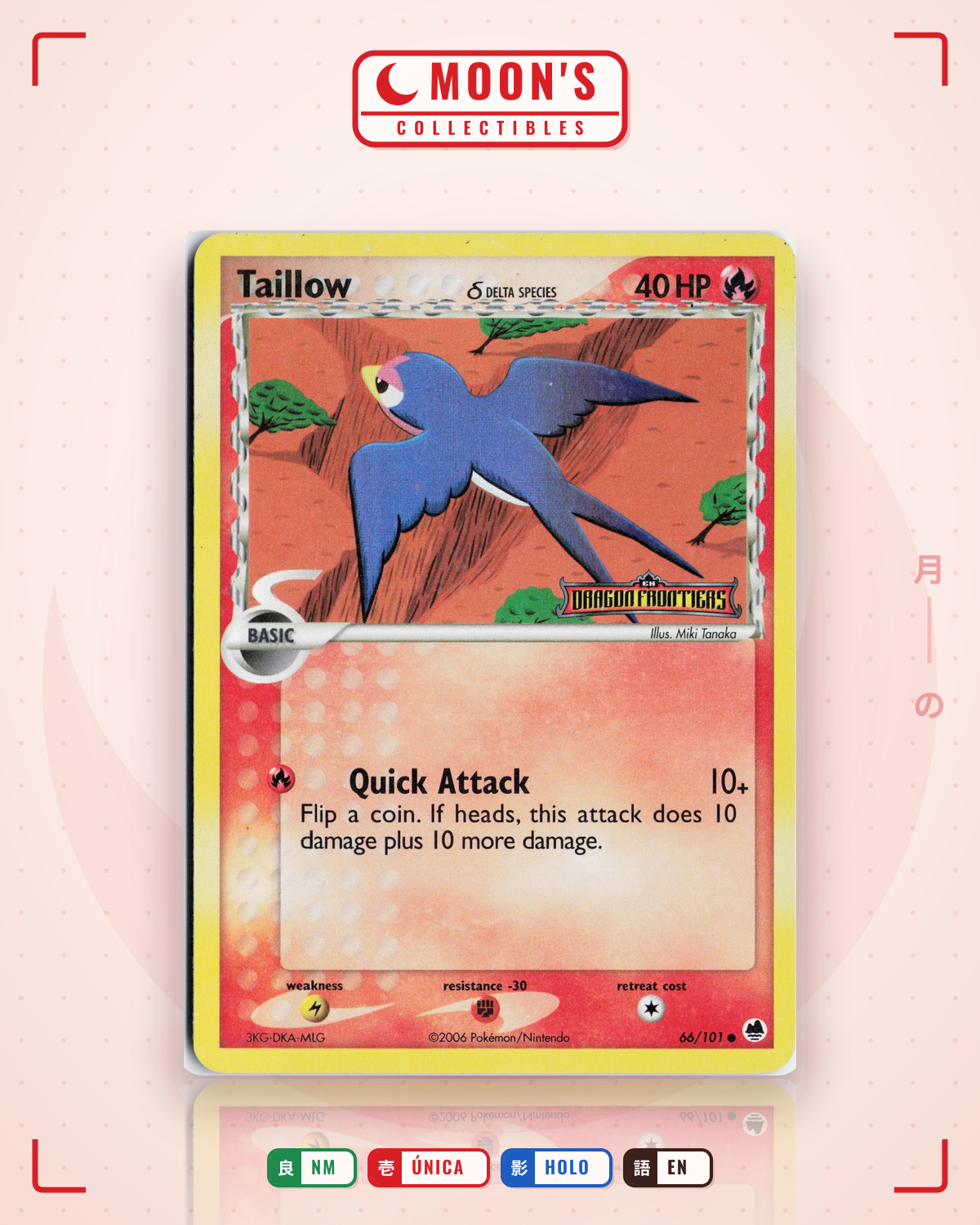 Carta Pokémon Taillow δ · Dragon Frontiers #66/101 (NM) — pieza única en Moon's Collectibles México