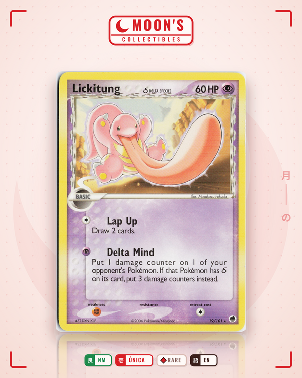 Carta Pokémon Lickitung δ · Dragon Frontiers #19/101 (NM) — pieza única en Moon's Collectibles México