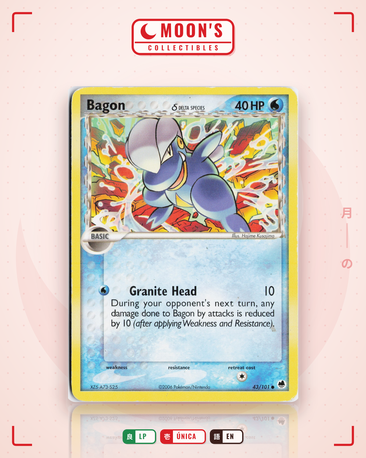 Carta Pokémon Bagon δ · Dragon Frontiers #43/101 (LP) — pieza única en Moon's Collectibles México