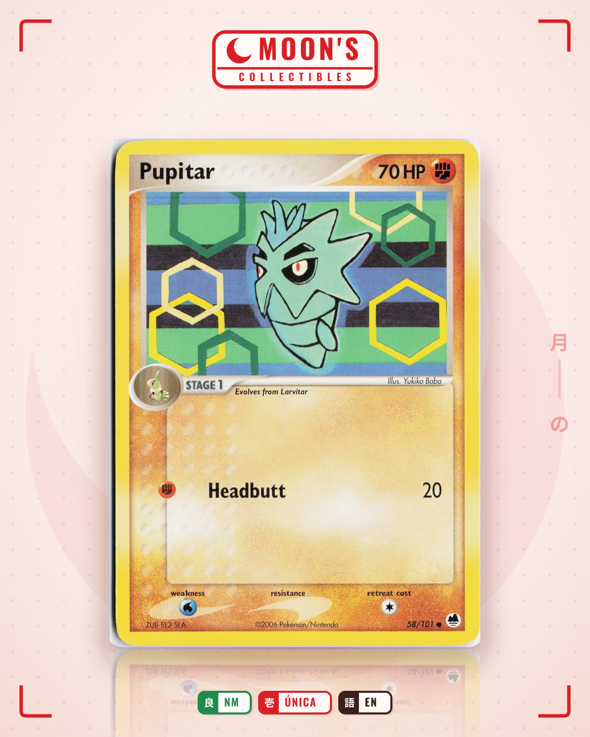 Carta Pokémon Pupitar · Dragon Frontiers #58/101 (NM) — pieza única en Moon's Collectibles México