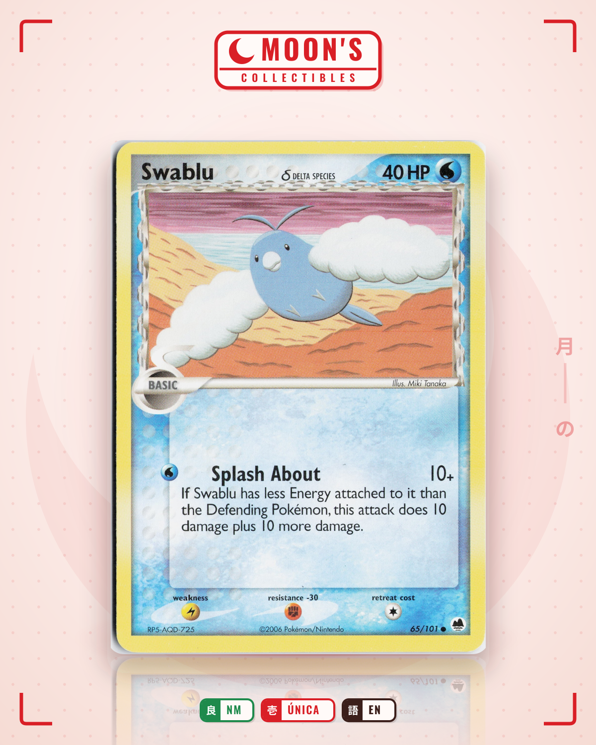 Carta Pokémon Swablu δ · Dragon Frontiers #65/101 (NM) — pieza única en Moon's Collectibles México