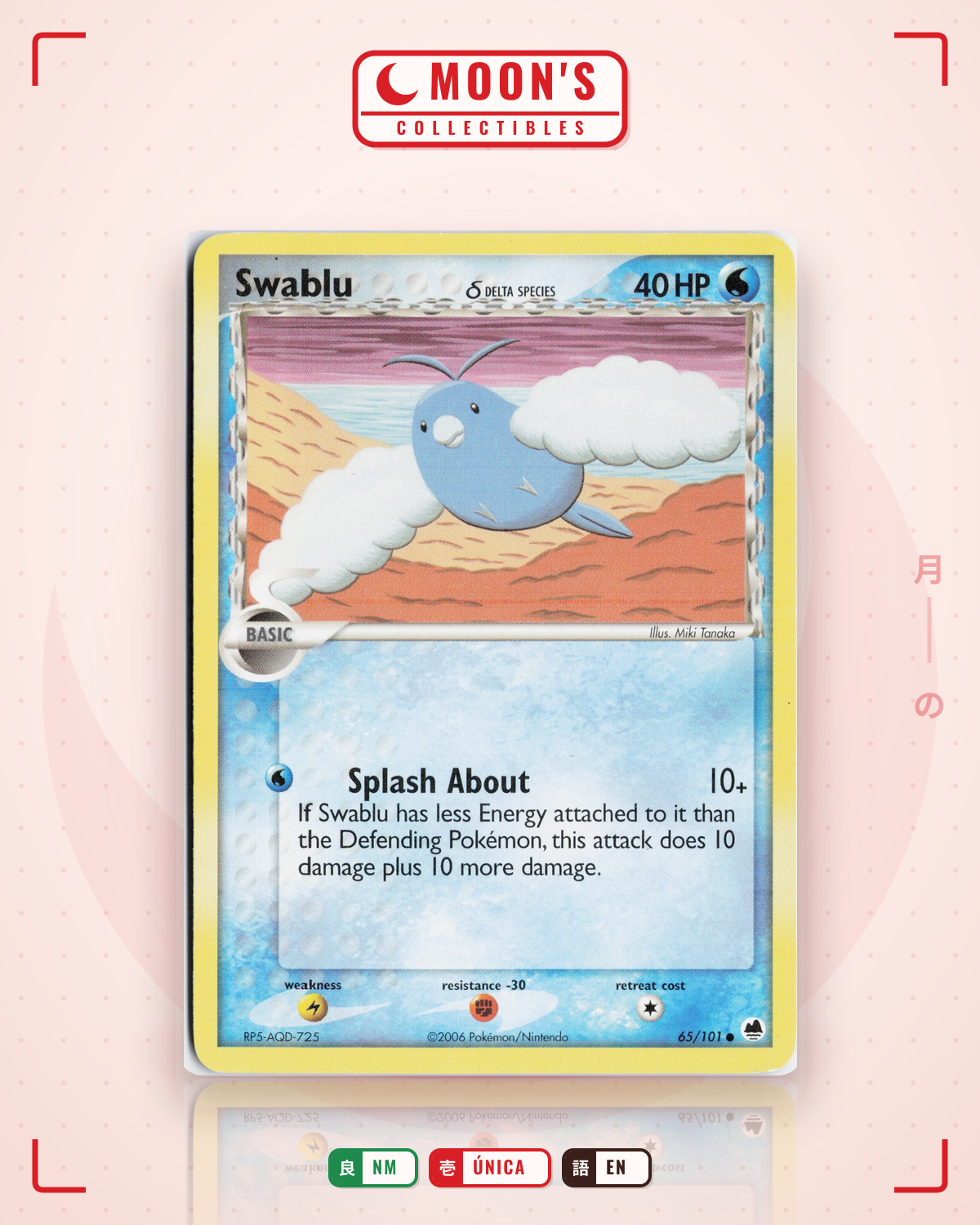 Carta Pokémon Swablu δ · Dragon Frontiers #65/101 (NM) — pieza única en Moon's Collectibles México