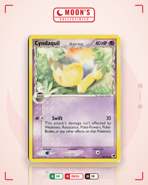 Carta Pokémon Cyndaquil δ · Dragon Frontiers #45/101 (NM) — pieza única en Moon's Collectibles México