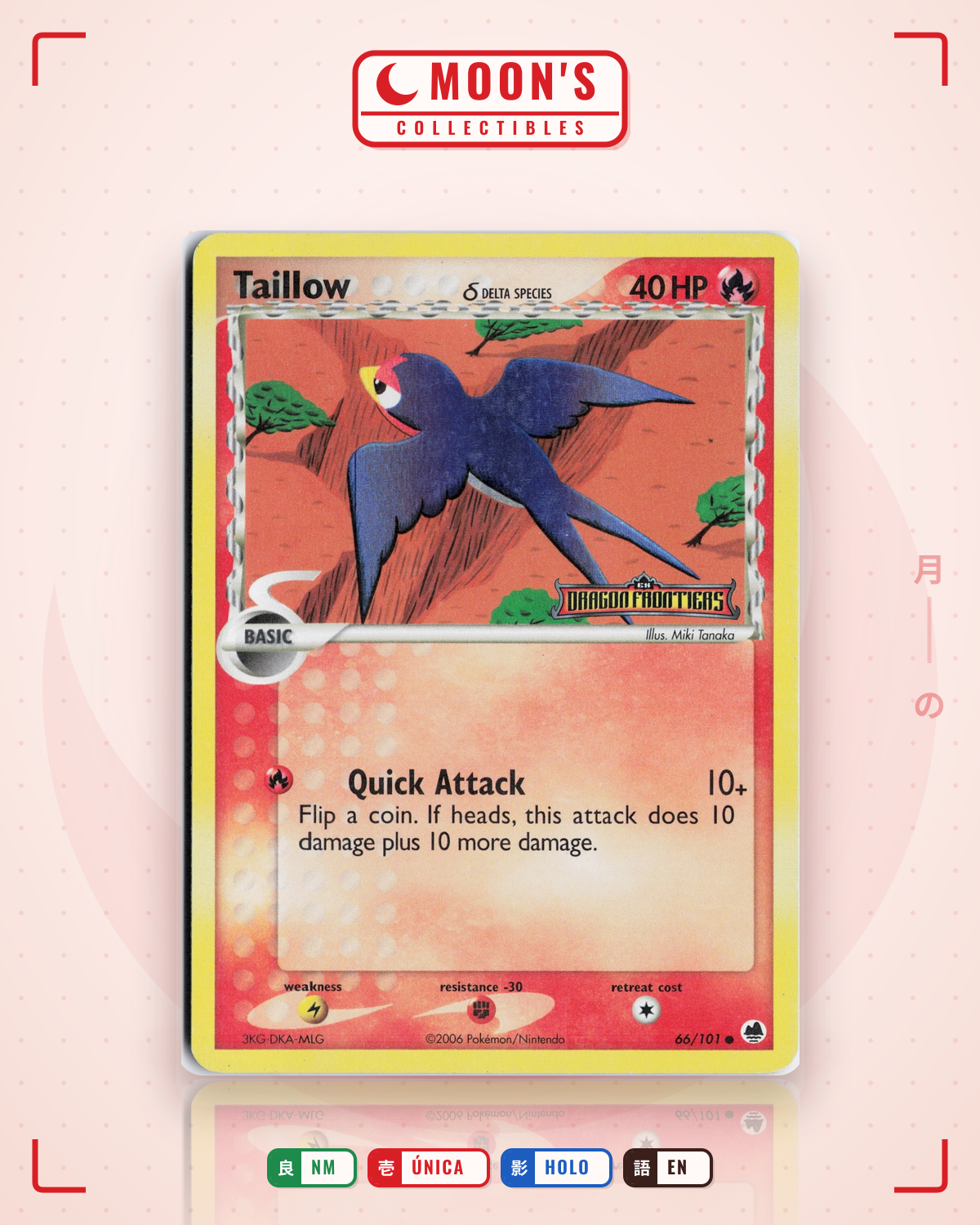 Carta Pokémon Taillow δ · Dragon Frontiers #66/101 (NM) — pieza única en Moon's Collectibles México