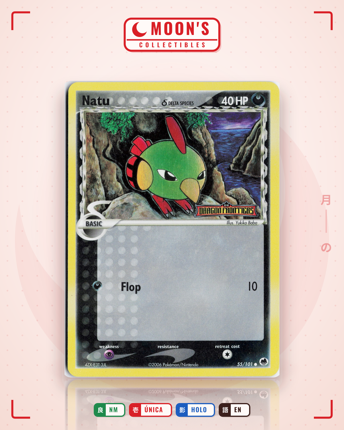 Carta Pokémon Natu δ · Dragon Frontiers #55/101 (NM) — pieza única en Moon's Collectibles México