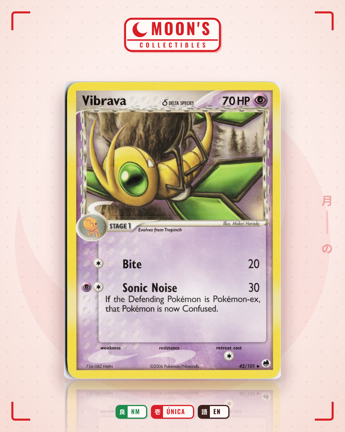 Carta Pokémon Vibrava δ · Dragon Frontiers #42/101 (NM) — pieza única en Moon's Collectibles México