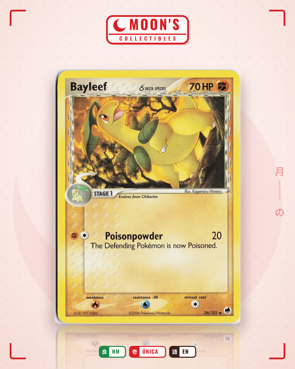 Carta Pokémon Bayleef δ · Dragon Frontiers #26/101 (NM) — pieza única en Moon's Collectibles México