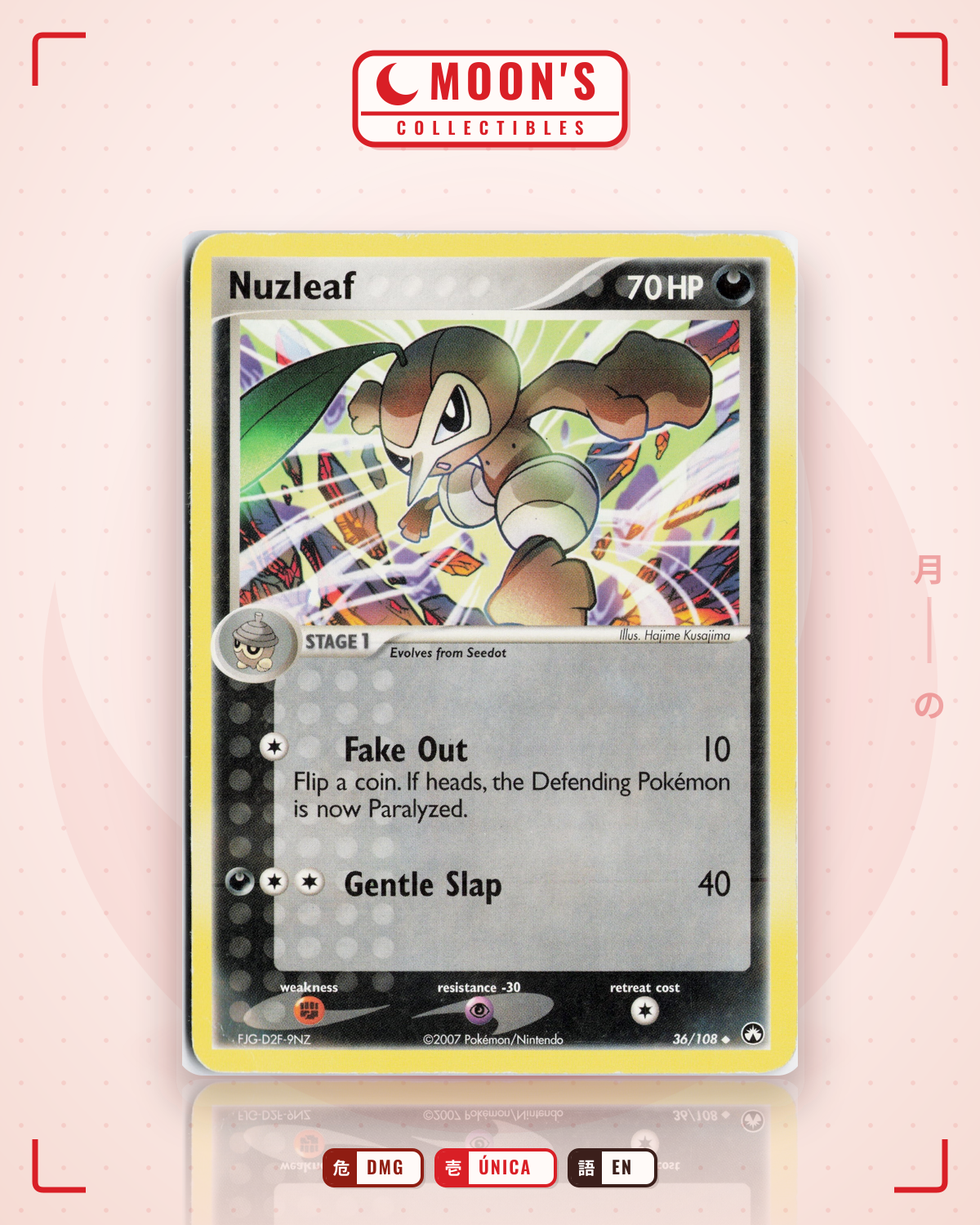Carta Pokémon Nuzleaf · Power Keepers #36/108 (DMG) — pieza única en Moon's Collectibles México
