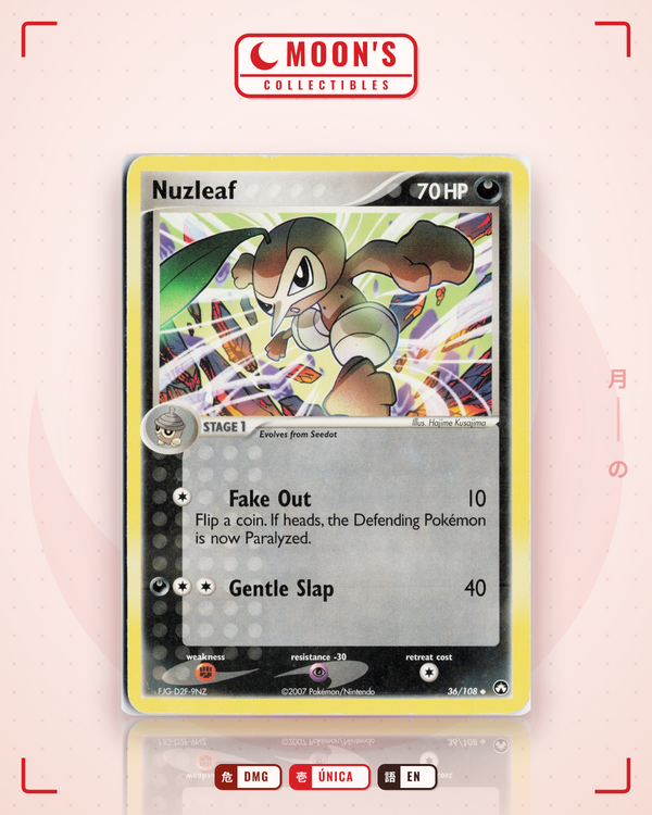 Carta Pokémon Nuzleaf · Power Keepers #36/108 (DMG) — pieza única en Moon's Collectibles México