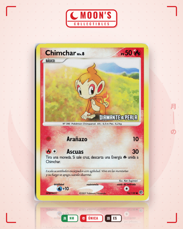 Carta Pokémon Chimchar · Diamond & Pearl #76/130 (NM) — pieza única en Moon's Collectibles México