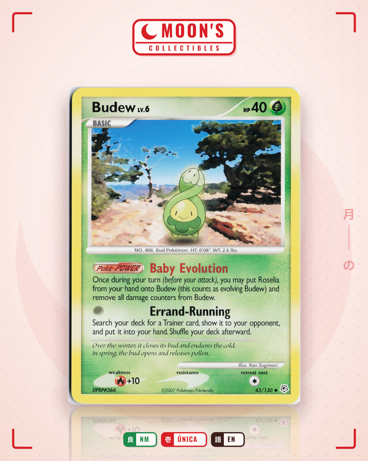 Carta Pokémon Budew · Diamond & Pearl #43/130 (NM) — pieza única en Moon's Collectibles México