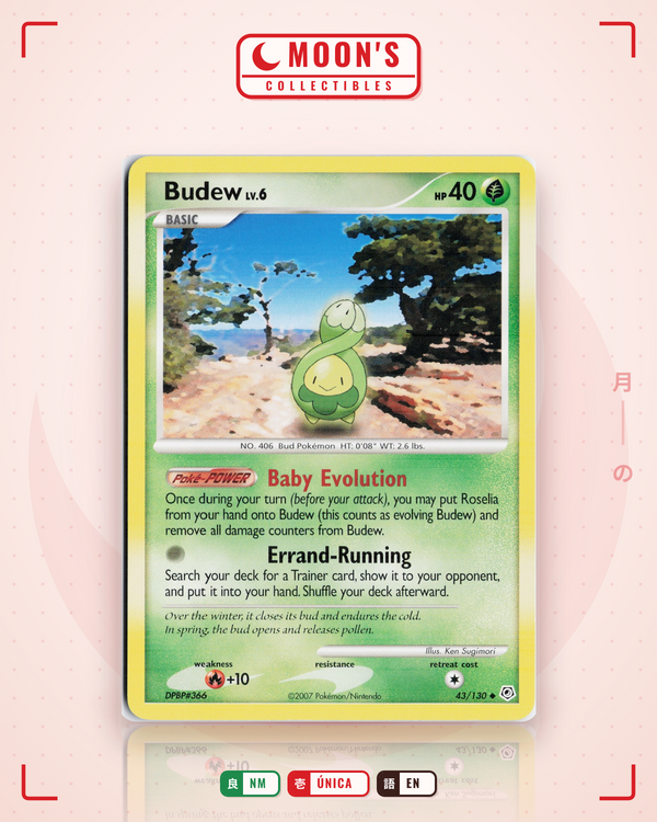 Carta Pokémon Budew · Diamond & Pearl #43/130 (NM) — pieza única en Moon's Collectibles México
