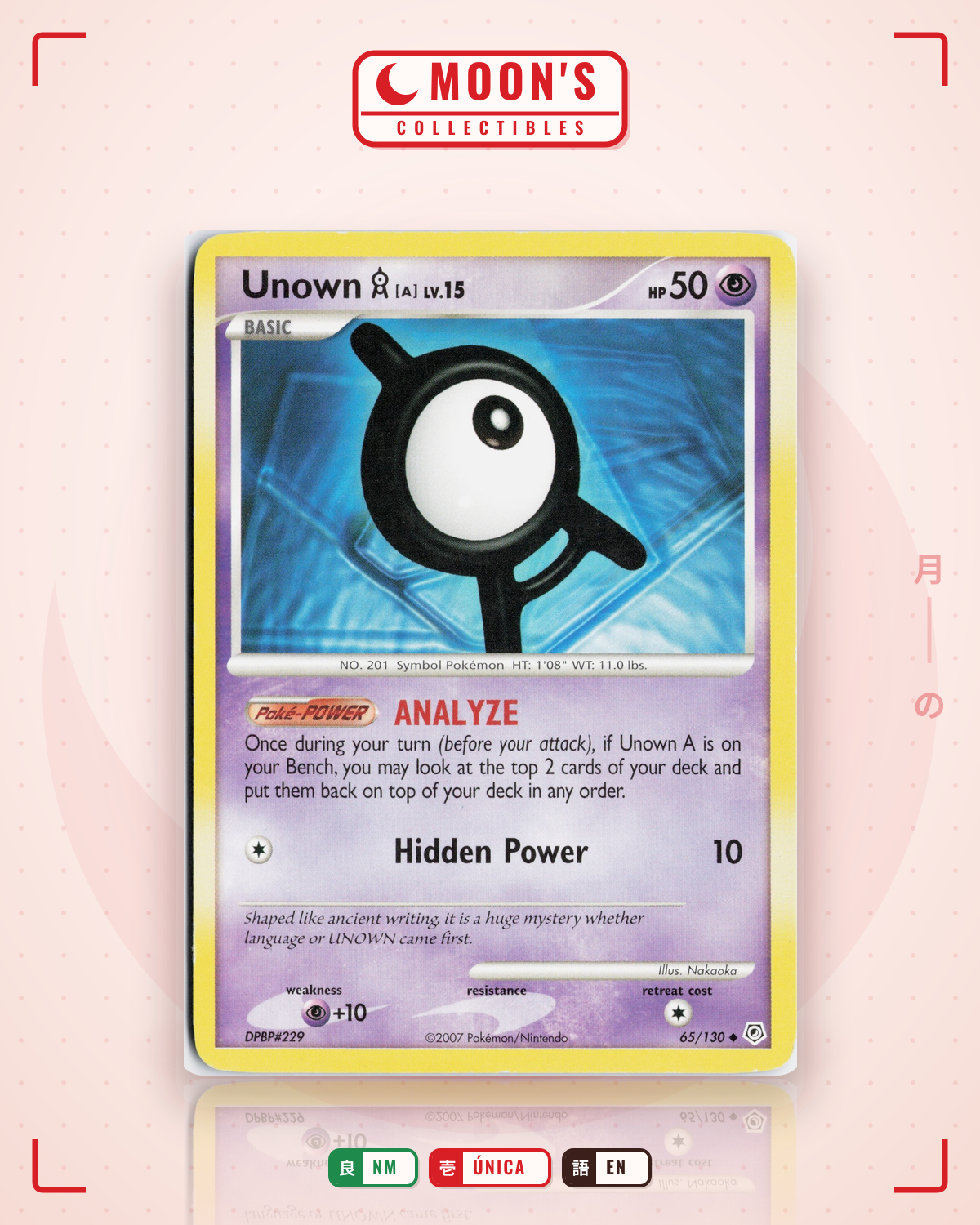 Carta Pokémon Unown [A] · Diamond & Pearl #65/130 (NM) — pieza única en Moon's Collectibles México