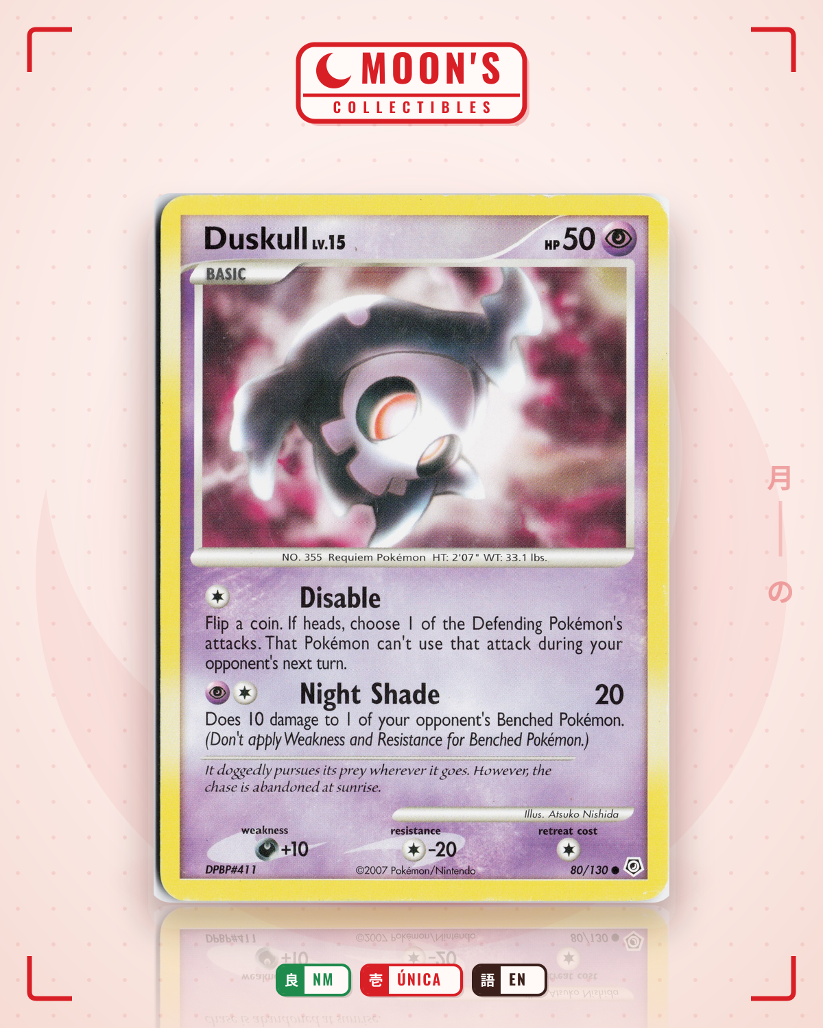 Carta Pokémon Duskull · Diamond & Pearl #80/130 (NM) — pieza única en Moon's Collectibles México
