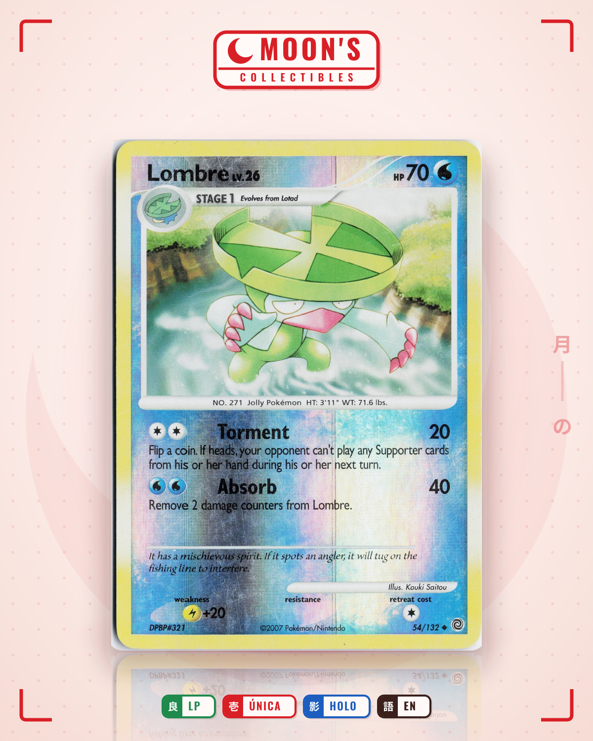 Carta Pokémon Lombre · Secret Wonders #54/132 (LP) — pieza única en Moon's Collectibles México