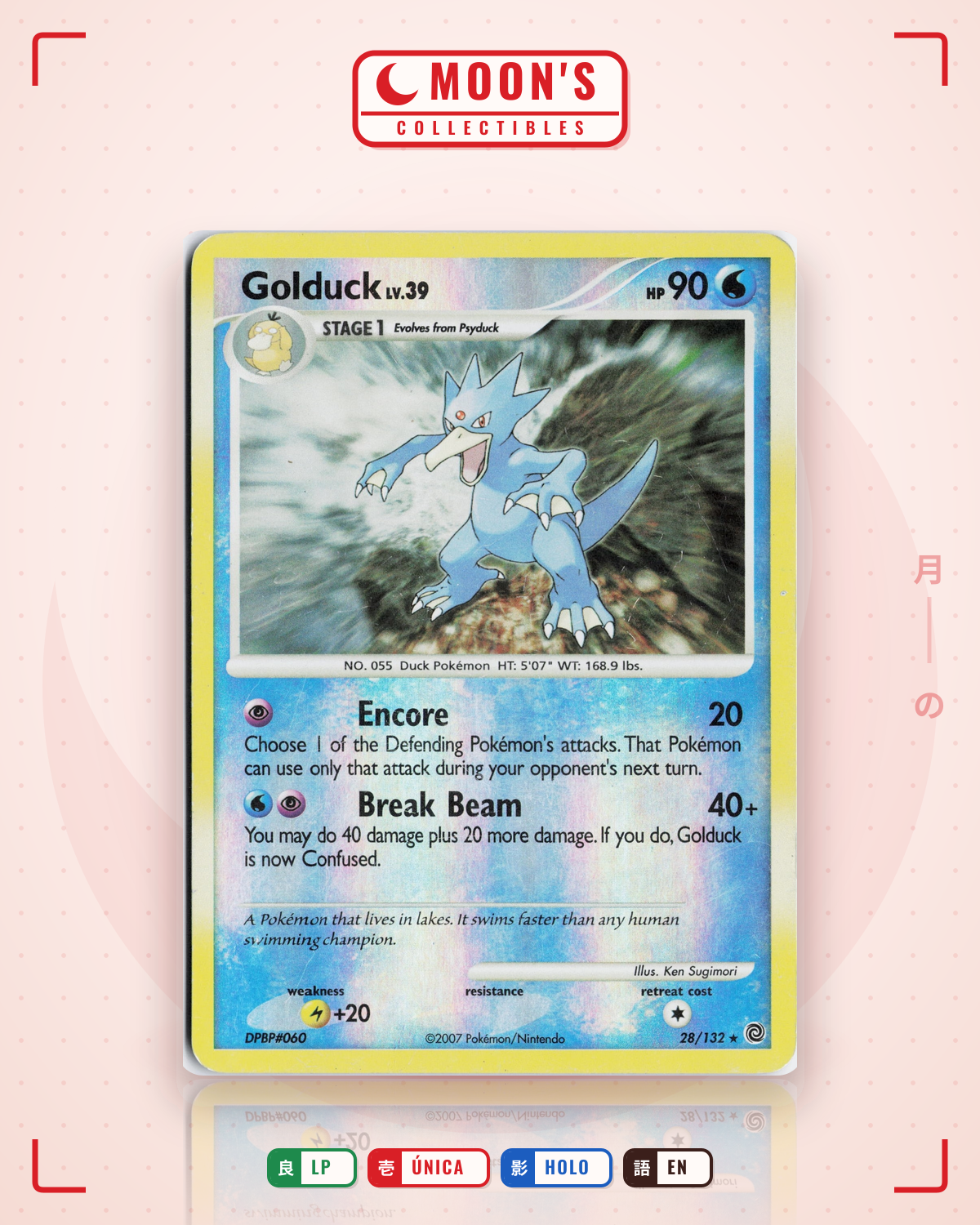Carta Pokémon Golduck · Secret Wonders #28/132 (LP) — pieza única en Moon's Collectibles México