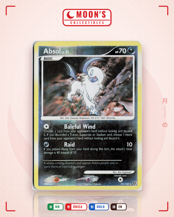 Carta Pokémon Absol · Secret Wonders #21/132 (NM) — pieza única en Moon's Collectibles México