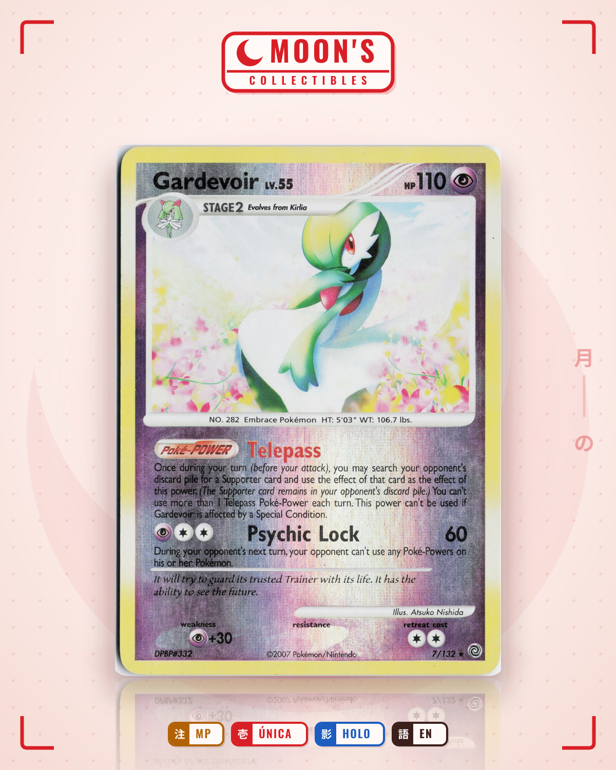 Carta Pokémon Gardevoir · Secret Wonders #7/132 (MP) — pieza única en Moon's Collectibles México
