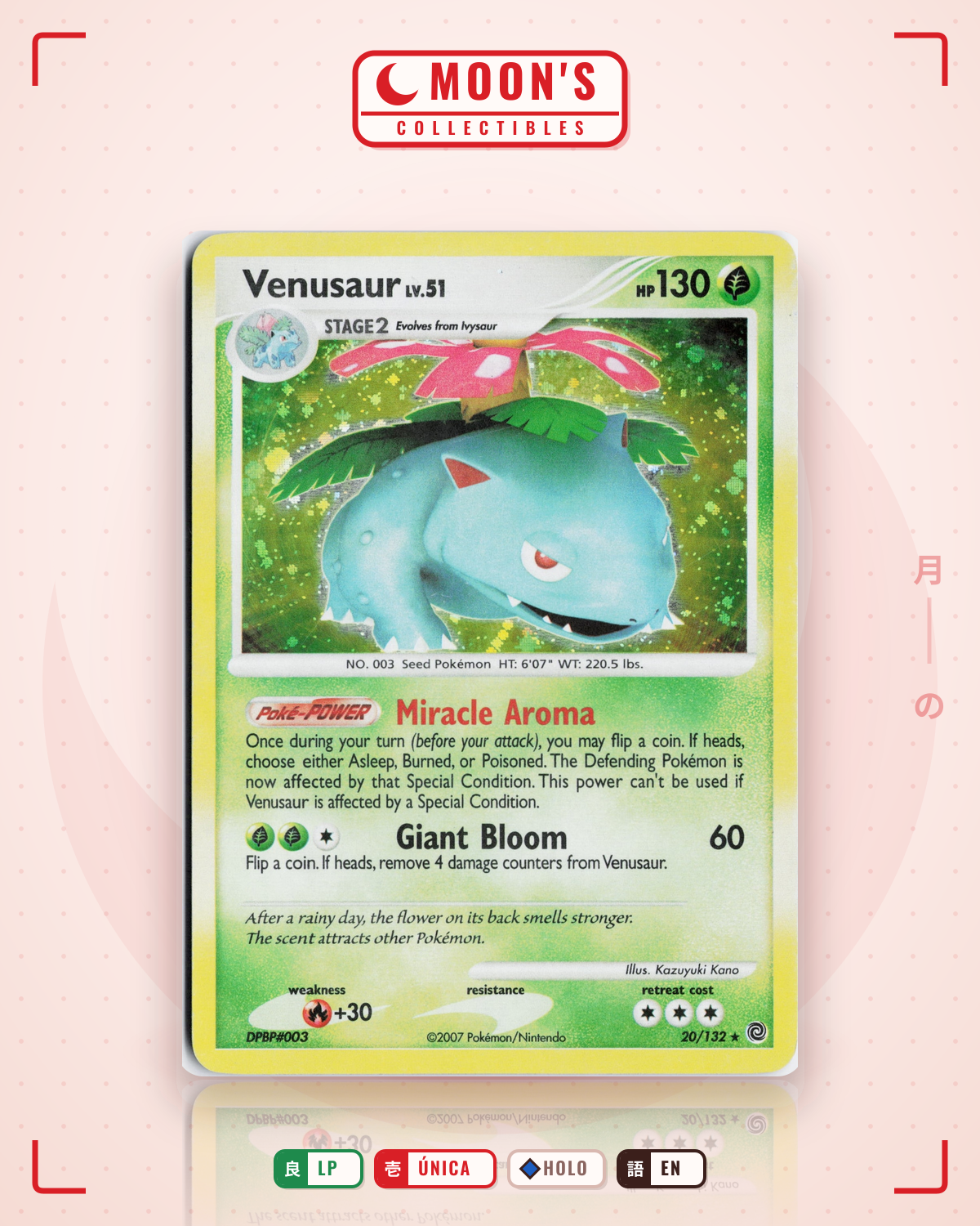 Carta Pokémon Venusaur · Secret Wonders #20/132 (LP) — pieza única en Moon's Collectibles México