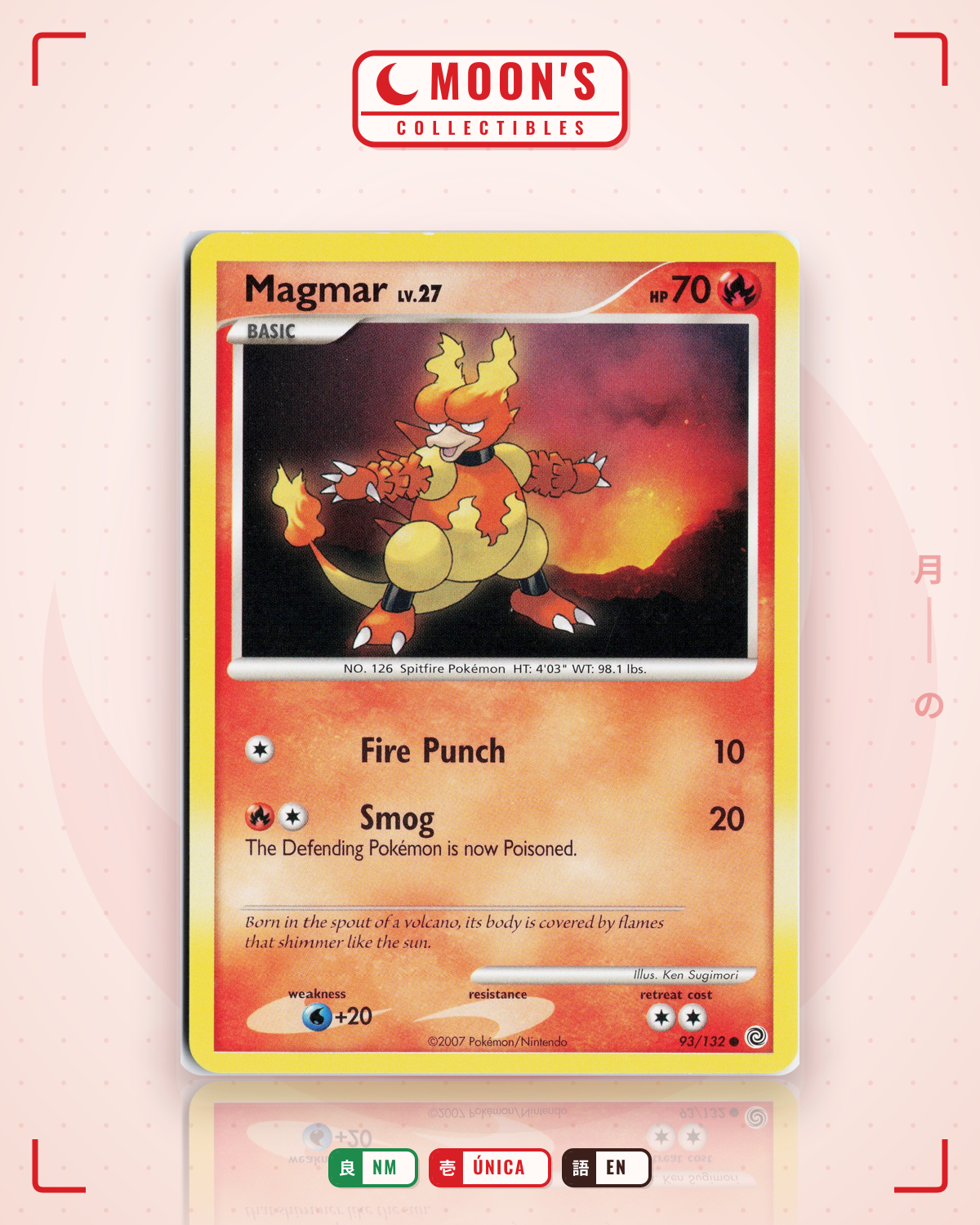 Carta Pokémon Magmar · Secret Wonders #93/132 (NM) — pieza única en Moon's Collectibles México