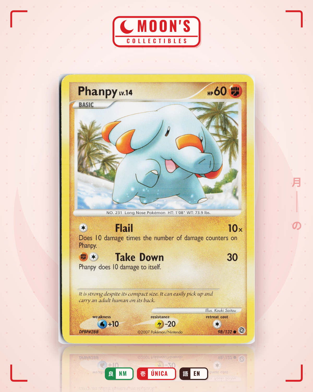 Carta Pokémon Phanpy · Secret Wonders #98/132 (NM) — pieza única en Moon's Collectibles México