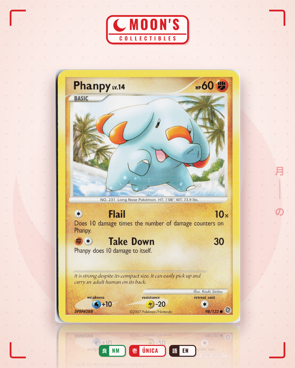 Carta Pokémon Phanpy · Secret Wonders #98/132 (NM) — pieza única en Moon's Collectibles México
