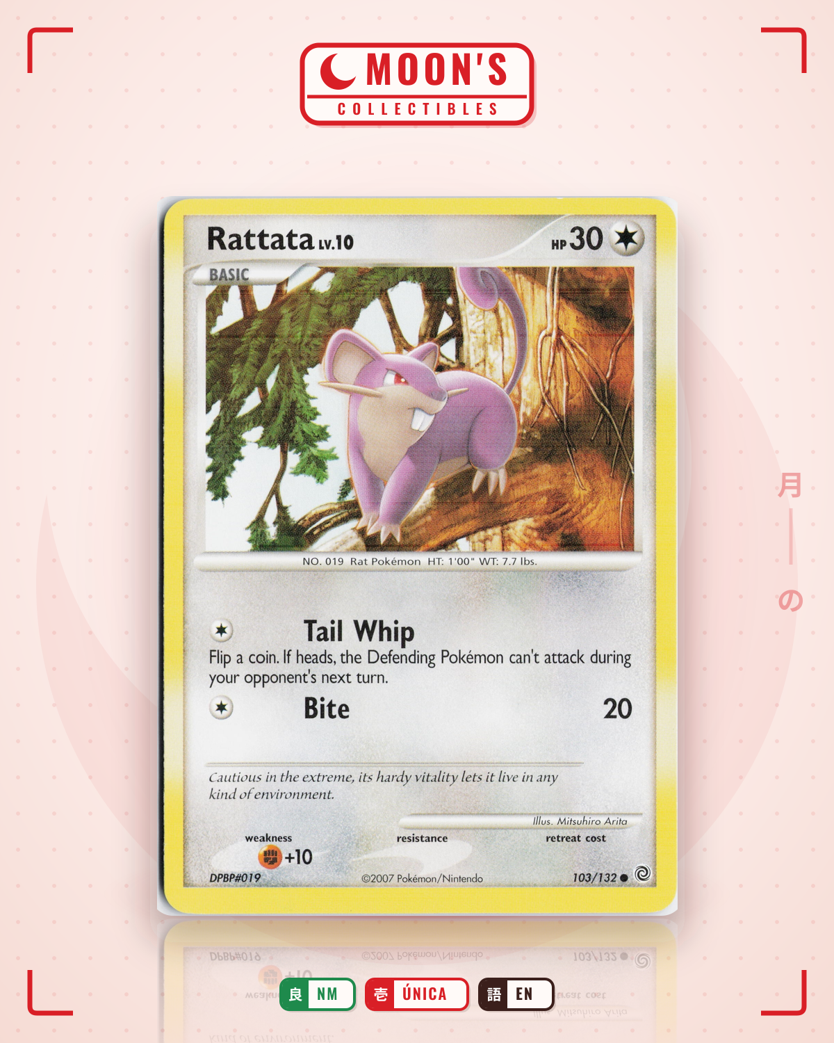 Carta Pokémon Rattata · Secret Wonders #103/132 (NM) — pieza única en Moon's Collectibles México