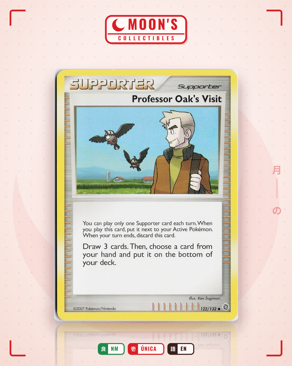 Carta Pokémon Professor Oak's Visit · Secret Wonders #122/132 (NM) — pieza única en Moon's Collectibles México