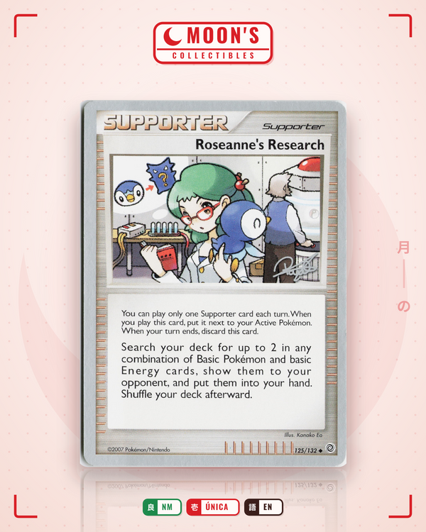 Carta Pokémon Roseanne's Research · Secret Wonders #125/132 (NM) — pieza única en Moon's Collectibles México