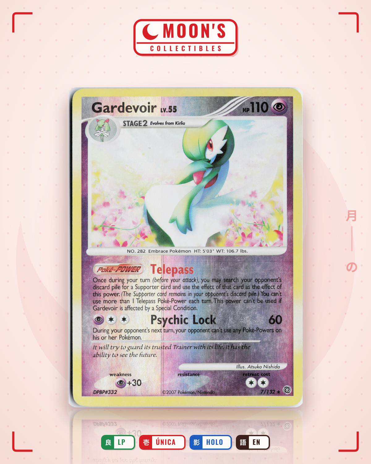 Carta Pokémon Gardevoir · Secret Wonders #7/132 (LP) — pieza única en Moon's Collectibles México