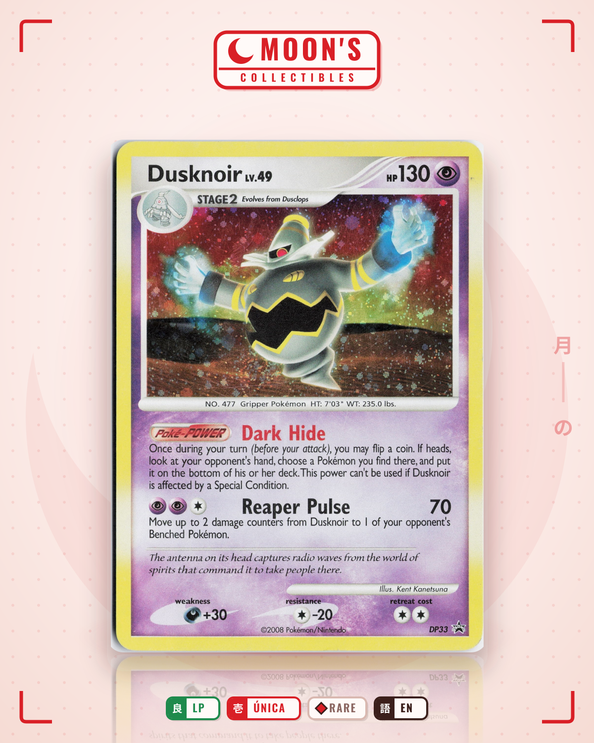 Carta Pokémon Dusknoir · DP Black Star Promos #DP33 (LP) — pieza única en Moon's Collectibles México