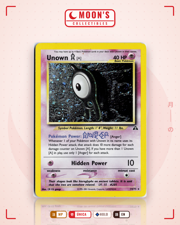Carta Pokémon Unown [A] · Neo Discovery #14/75 (MP) — pieza única en Moon's Collectibles México