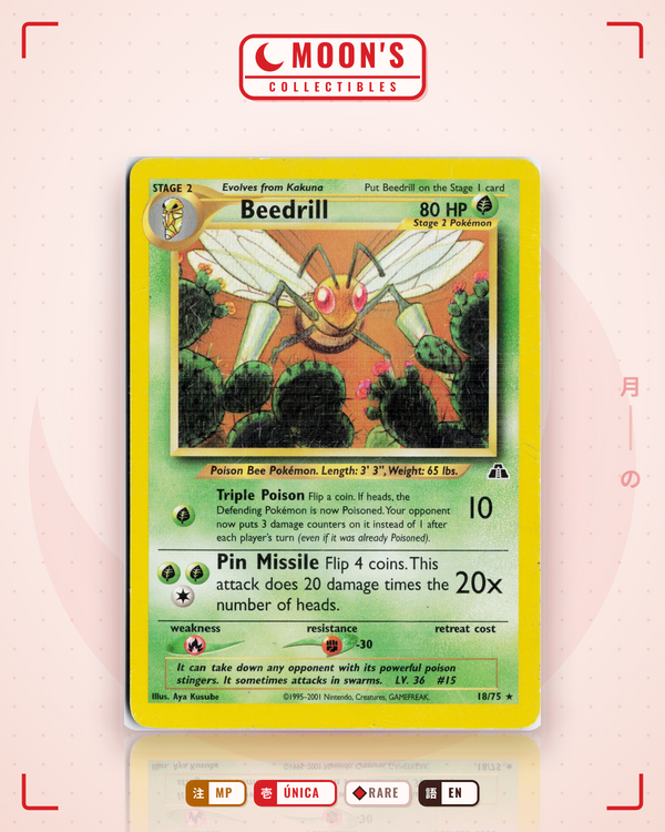 Carta Pokémon Beedrill · Neo Discovery #18/75 (MP) — pieza única en Moon's Collectibles México