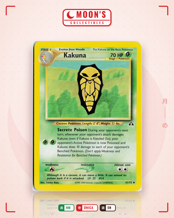 Carta Pokémon Kakuna · Neo Discovery #41/75 (NM) — pieza única en Moon's Collectibles México
