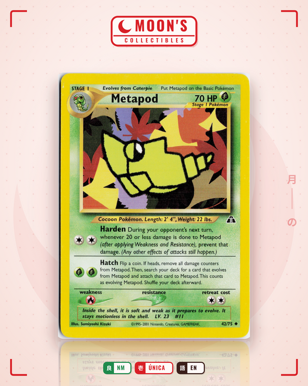 Carta Pokémon Metapod · Neo Discovery #42/75 (NM) — pieza única en Moon's Collectibles México