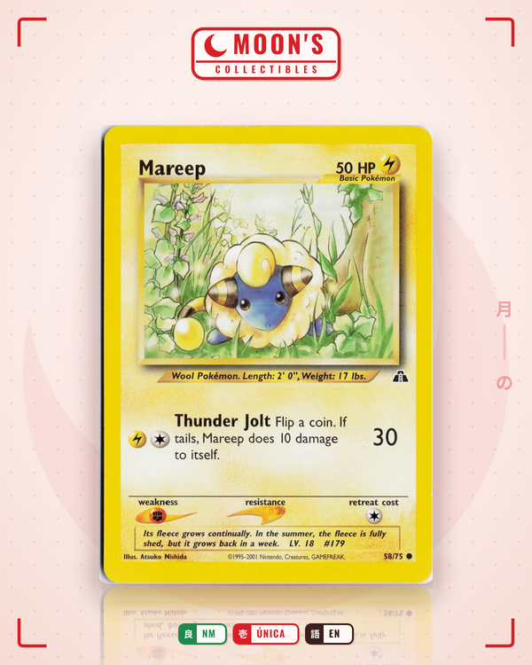 Carta Pokémon Mareep · Neo Discovery #58/75 (NM) — pieza única en Moon's Collectibles México
