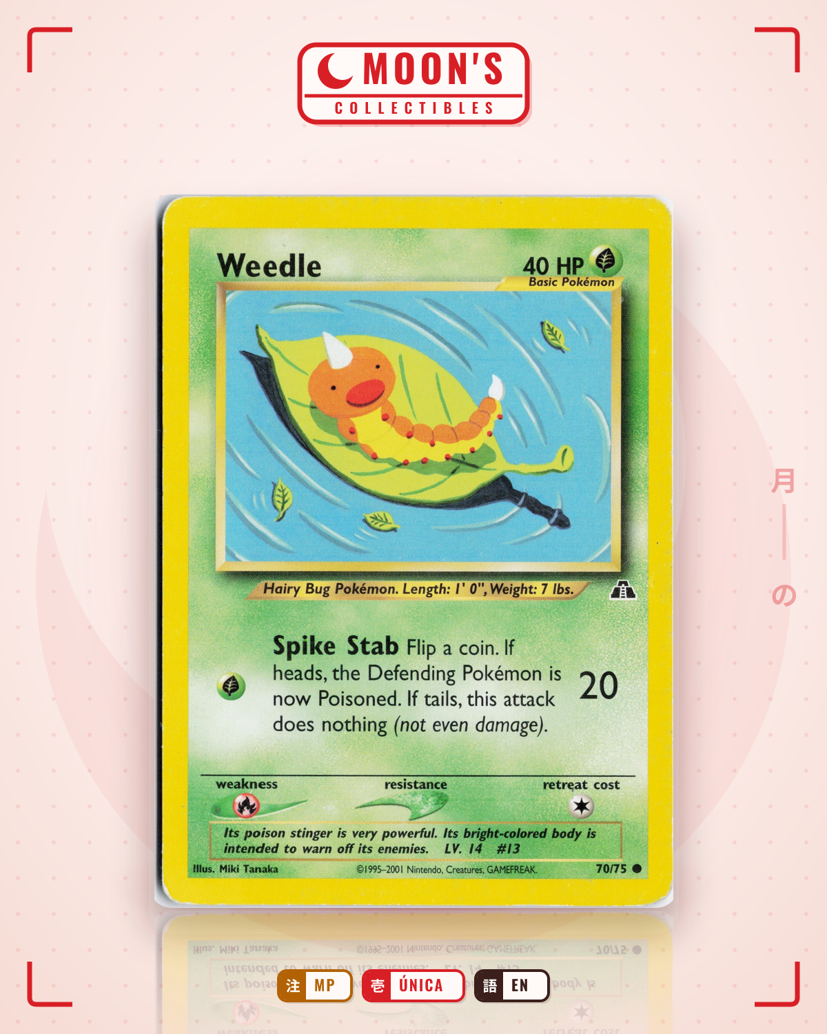 Carta Pokémon Weedle · Neo Discovery #70/75 (MP) — pieza única en Moon's Collectibles México