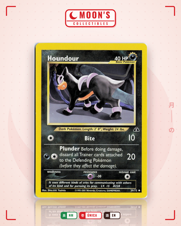 Carta Pokémon Houndour · Neo Discovery #39/75 (NM) — pieza única en Moon's Collectibles México