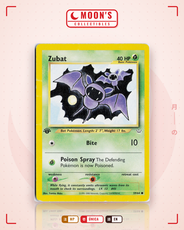 Carta Pokémon Zubat · Neo Revelation #59/64 (MP) — pieza única en Moon's Collectibles México