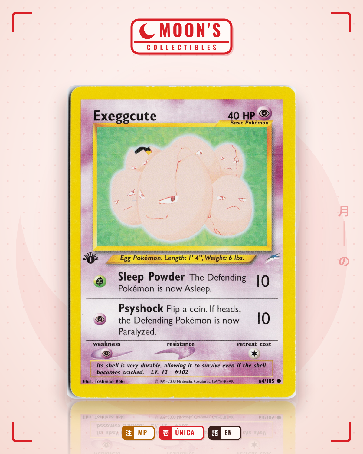 Carta Pokémon Exeggcute · Neo Destiny #64/105 (MP) — pieza única en Moon's Collectibles México