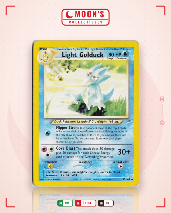 Carta Pokémon Light Golduck · Neo Destiny #47/105 (NM) — pieza única en Moon's Collectibles México
