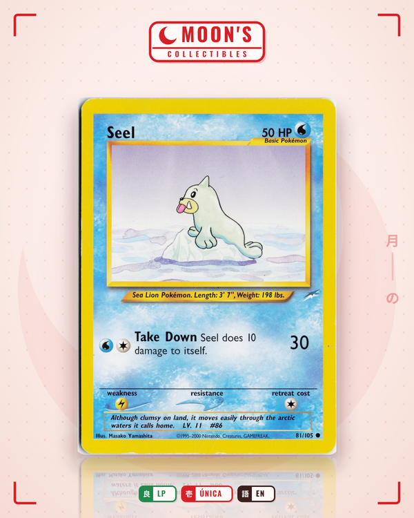 Carta Pokémon Seel · Neo Destiny #81/105 (LP) — pieza única en Moon's Collectibles México